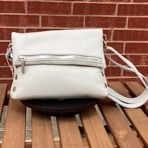 Hammitt VIP Med Bluebird Brushed Silver Leather Crossbody Bag